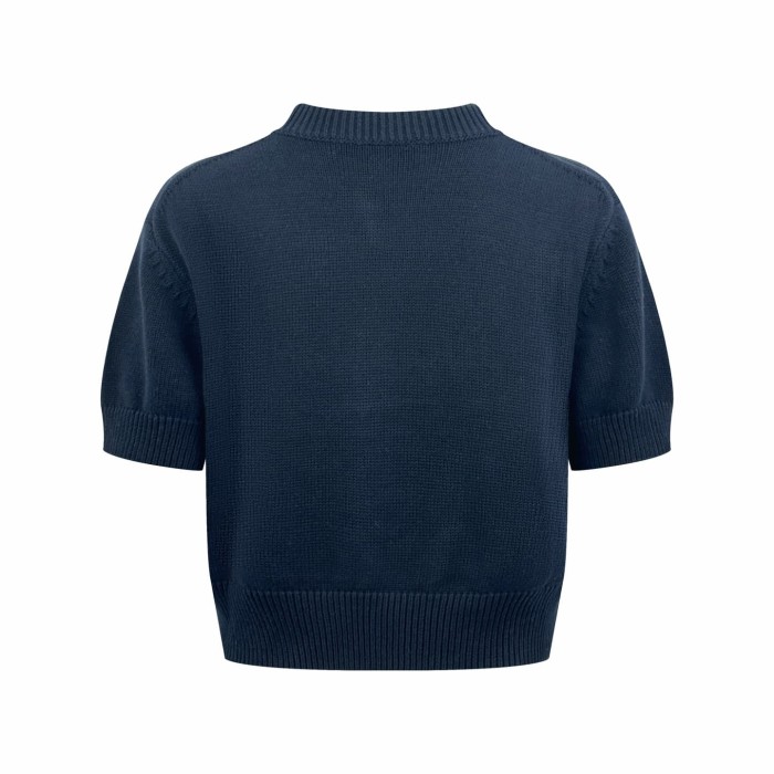 1:1 quality version Chest Milano Ribbon Anchor Badge Embroidery Vintage Half Sleeve Knit T-shirt 2 colors 29334536
