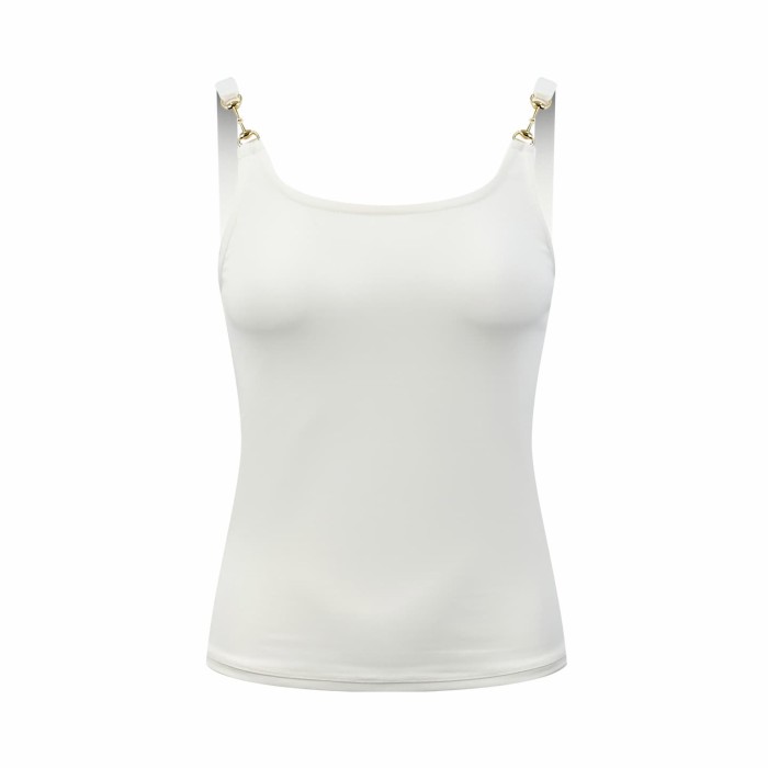 1:1 quality version Gold Slide Buckle Adjustable Thin Strap U Neck Slim Camisole Tank Top 2 colors 29334609
