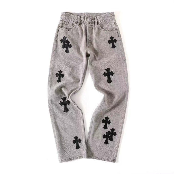 1:1 quality version Grey Cowhide Black Cross Washed Jeans 29334603