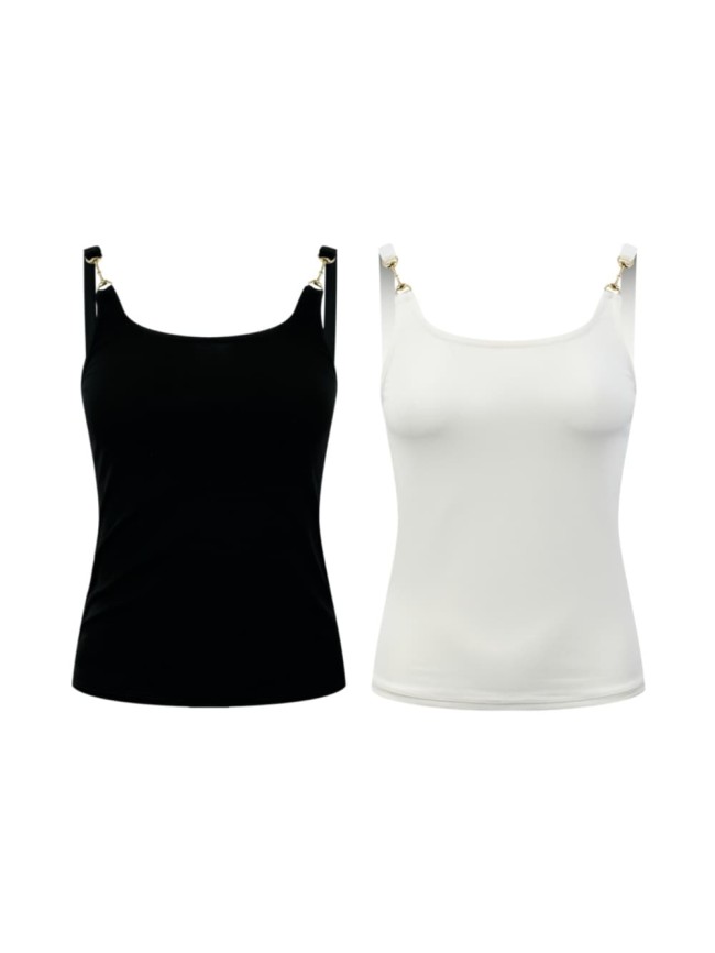 1:1 quality version Gold Slide Buckle Adjustable Thin Strap U Neck Slim Camisole Tank Top 2 colors 29334609