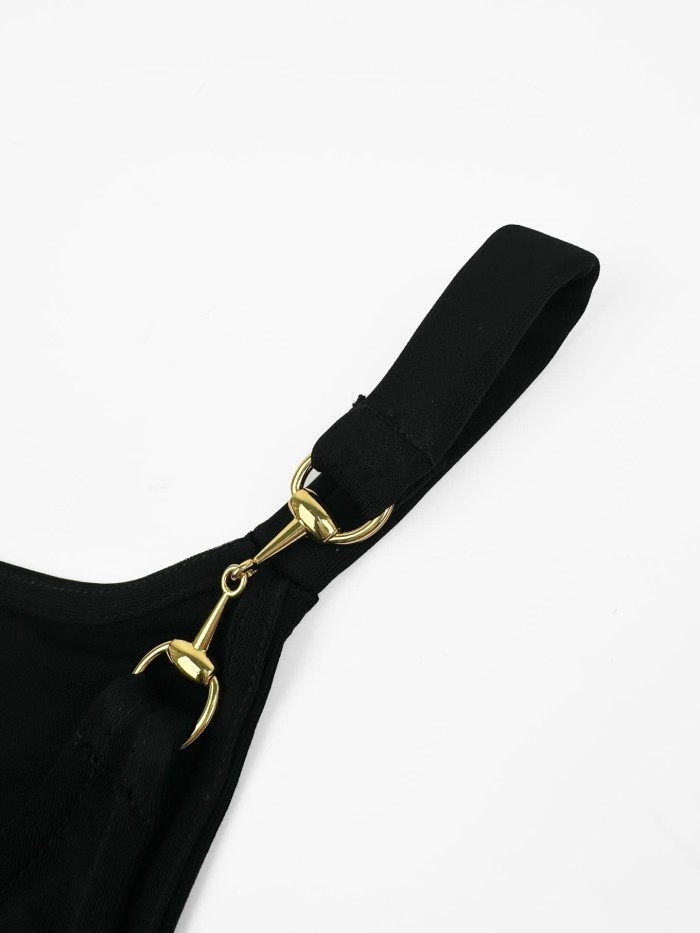 1:1 quality version Gold Slide Buckle Adjustable Thin Strap U Neck Slim Camisole Tank Top 2 colors 29334609