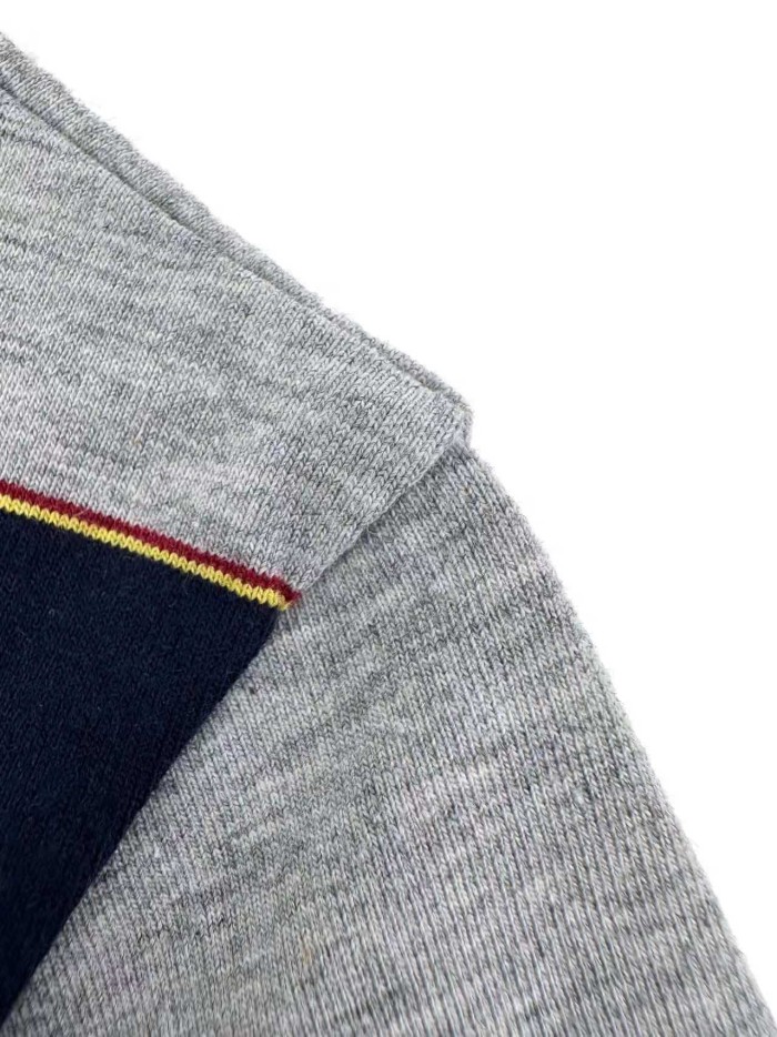 1:1 quality version Navy Heather Gray Thin Gold Line Horizontal Stripe Left Chest Woven Label Waist Slim Polo Shirt 29334434