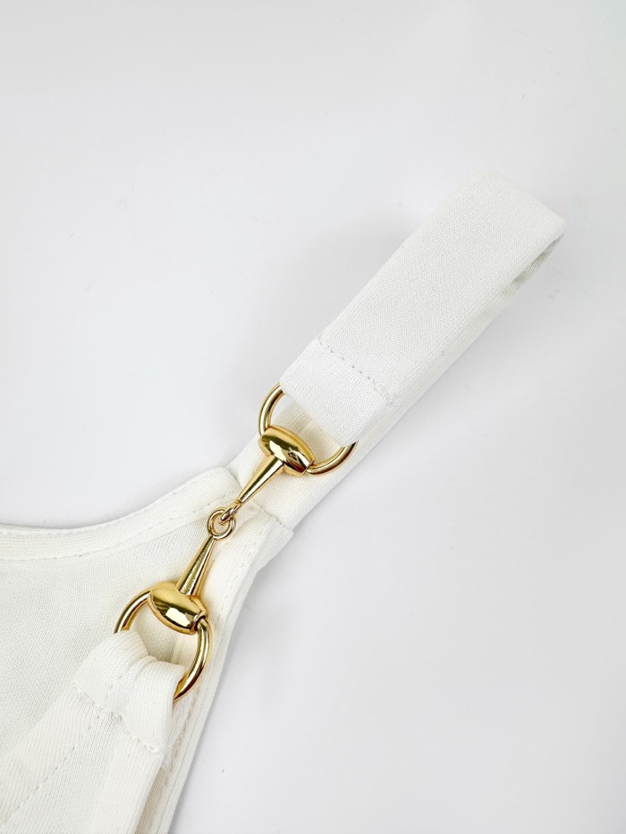 1:1 quality version Gold Slide Buckle Adjustable Thin Strap U Neck Slim Camisole Tank Top 2 colors 29334609