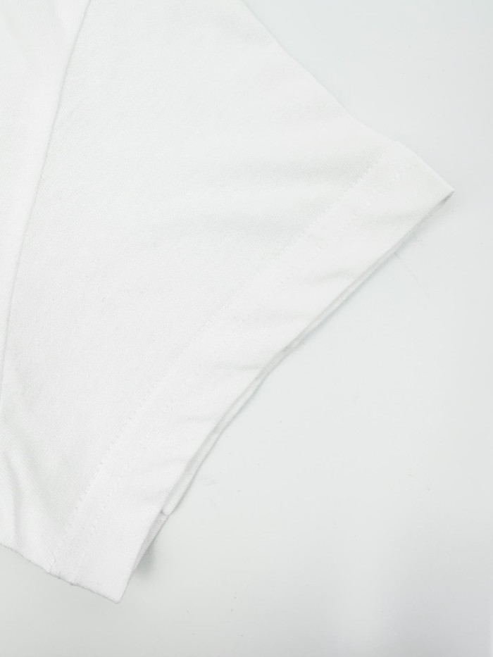 1:1 quality version V Neck Left Chest Contrast Pony Embroidery Slim American Casual Unisex T-shirt 4 colors 29334455