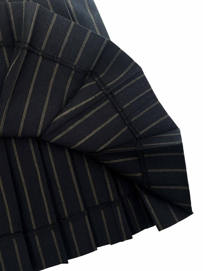 1:1 quality version Black Gold Vertical Stripe Built In Safety Liner A Line Slim Mini Skirt 29334304