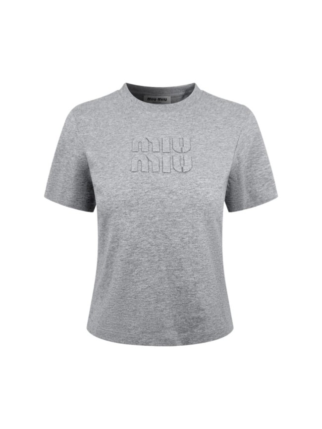 1:1 quality version Front Double Layer Tone On Tone Embossed Letter Girly Slim Versatile Cropped Shoulder T-shirt 29334465