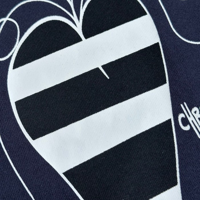 1:1 quality version Sanskrit Cross Graffiti Heart Navy Print Tee & Shorts Set 29334504