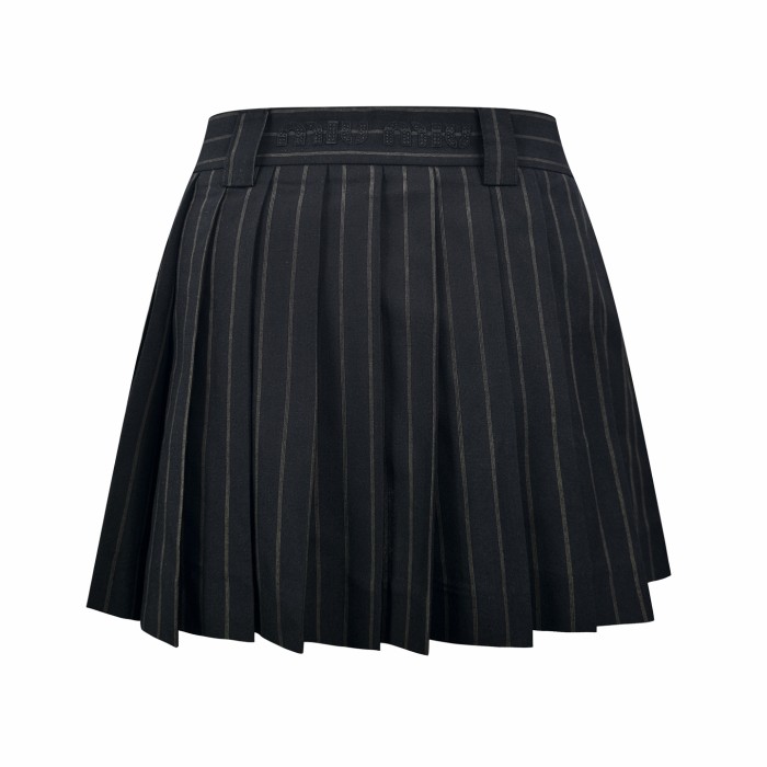 1:1 quality version Black Gold Vertical Stripe Built In Safety Liner A Line Slim Mini Skirt 29334304
