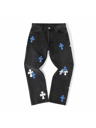 1:1 quality version Los Angeles Limited Blue White Cowhide Jeans 29334605