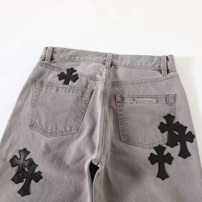 1:1 quality version Grey Cowhide Black Cross Washed Jeans 29334603