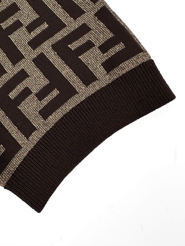 1:1 quality version Full FF Monogram Jacquard Crew Neck Knit Slim Women Luxury T-shirt 2 colors 29334471