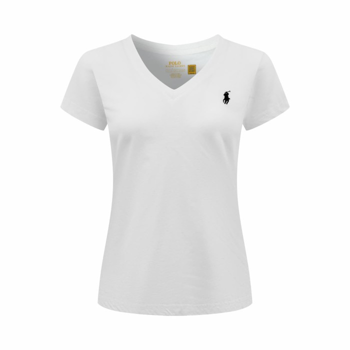 1:1 quality version V Neck Left Chest Contrast Pony Embroidery Slim American Casual Unisex T-shirt 4 colors 29334455