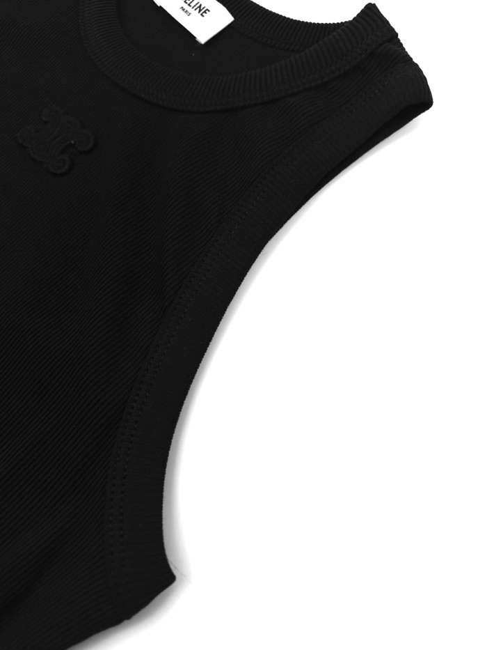 1:1 quality version Front Tone On Tone Triomphe Embossed Logo Tank Narrow Strap Vertical Rib Tank Top 3 colors 29334494