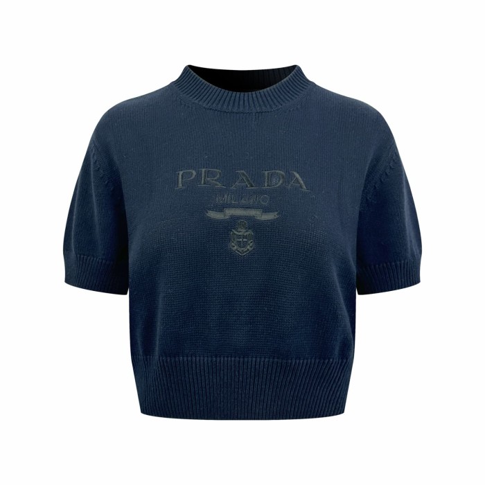 1:1 quality version Chest Milano Ribbon Anchor Badge Embroidery Vintage Half Sleeve Knit T-shirt 2 colors 29334536