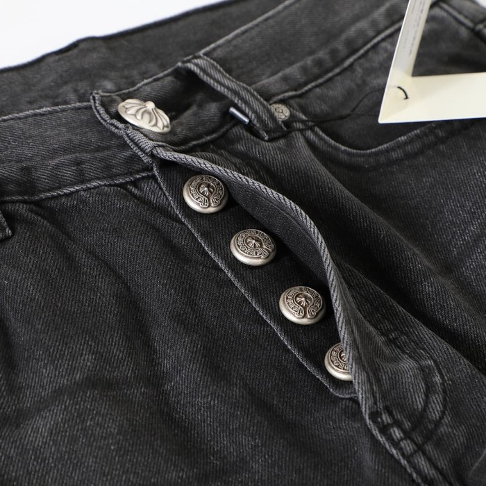 1:1 quality version Grey Horsehair Cross Patch Embroidery Jeans 29334602