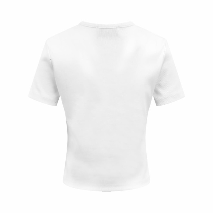 1:1 quality version Chest Roma Slogan Mini Logo Ribbed Cropped Solid Shoulder Fit Slim T-shirt 2 colors 29334513