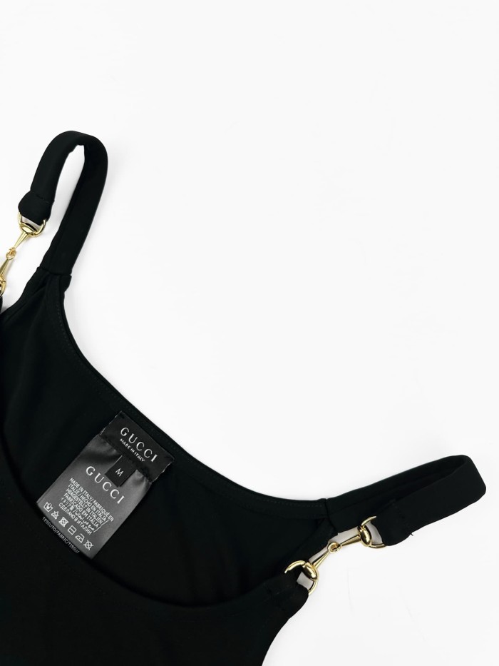 1:1 quality version Gold Slide Buckle Adjustable Thin Strap U Neck Slim Camisole Tank Top 2 colors 29334609
