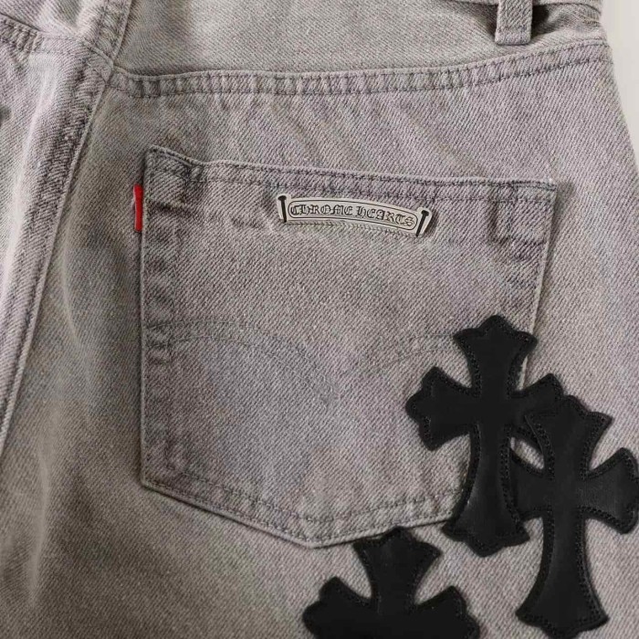 1:1 quality version Grey Cowhide Black Cross Washed Jeans 29334603