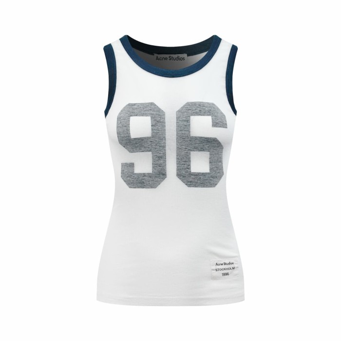 1:1 quality version Front Vintage 96 Number Back Stockholm Letter Print Elastic Slim Rib Tank Top 29334582