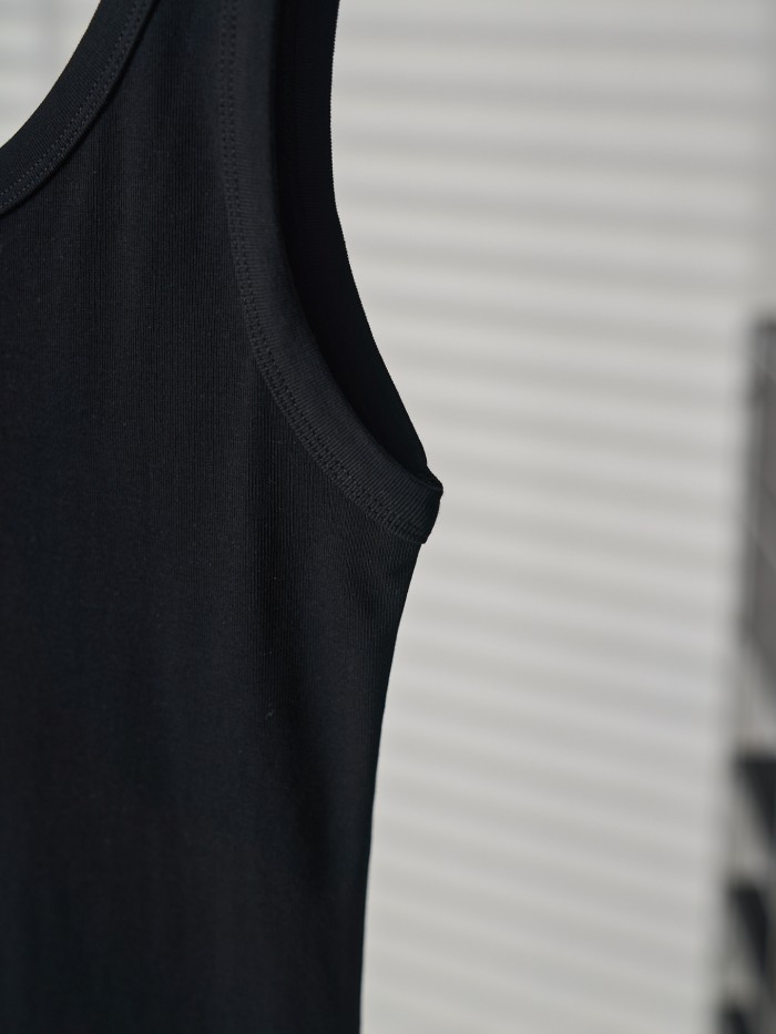 1:1 quality versionU Neck Wide Strap Slim Elastic Rib Knit Chest Inverted Triangle Metal Nameplate Tank Top 2 colors 29334268
