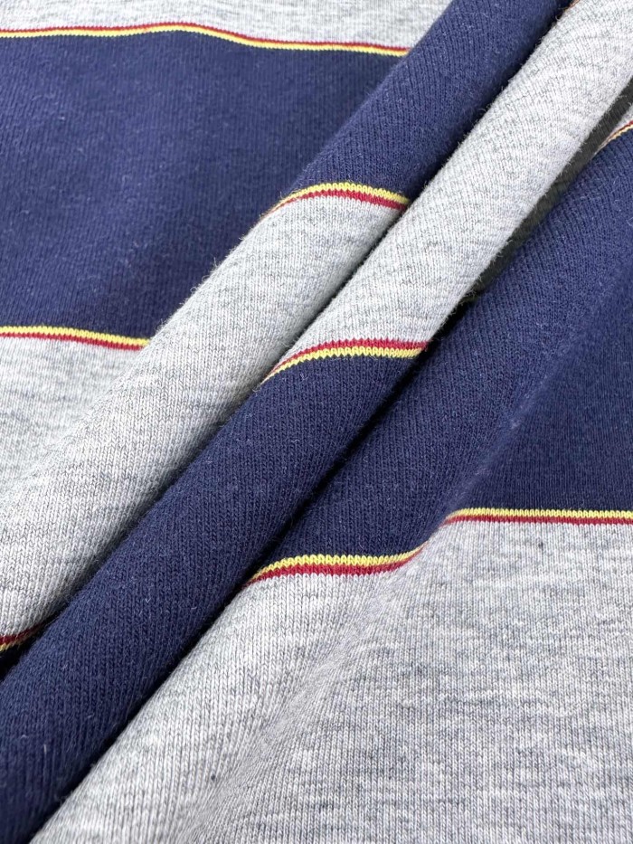 1:1 quality version Navy Heather Gray Thin Gold Line Horizontal Stripe Left Chest Woven Label Waist Slim Polo Shirt 29334434
