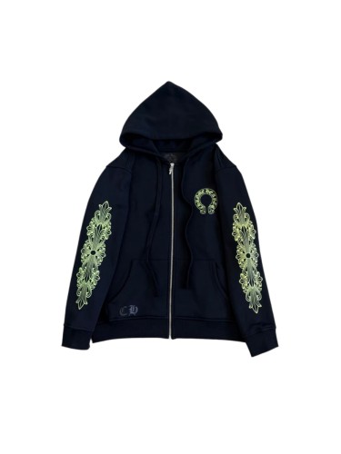 1:1 quality version Fluorescent Green Horseshoe Cross Zip Up Hoodie 29334547