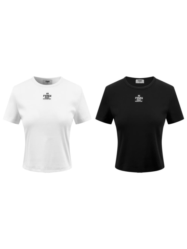 1:1 quality version Chest Roma Slogan Mini Logo Ribbed Cropped Solid Shoulder Fit Slim T-shirt 2 colors 29334513