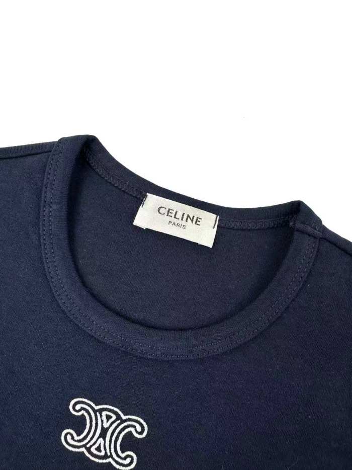 1:1 quality version Triomphe Mini Logo Embroidery Minimal Office Slim T-shirt 2 colors 29334307