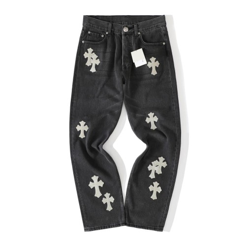 1:1 quality version Grey Horsehair Cross Patch Embroidery Jeans 29334602