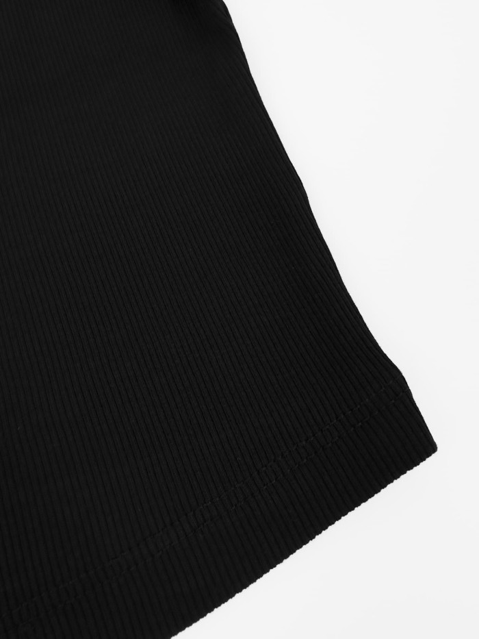 1:1 quality version Chest Roma Slogan Mini Logo Ribbed Cropped Solid Shoulder Fit Slim T-shirt 2 colors 29334513
