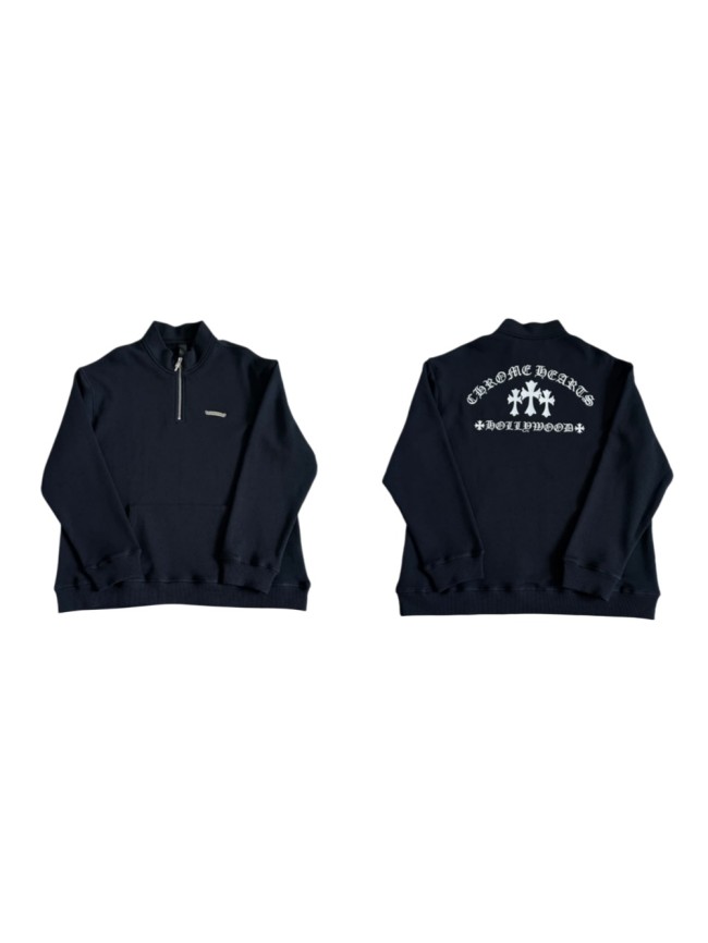 1:1 quality version Cross Sanskrit Letter Embroidery Half Zip Sweatshirt 29334548