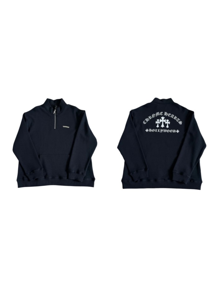 1:1 quality version Cross Sanskrit Letter Embroidery Half Zip Sweatshirt 29334548