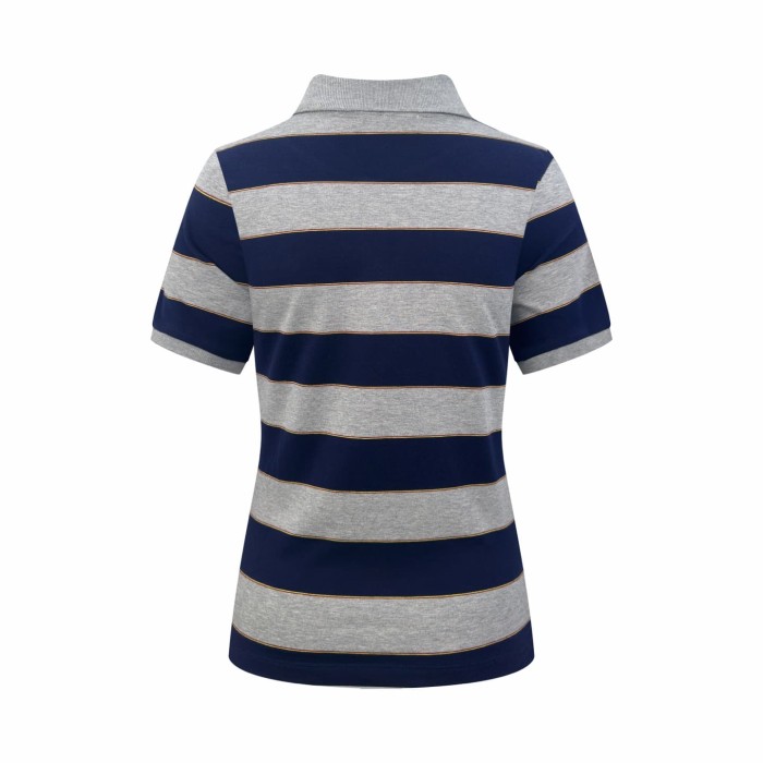 1:1 quality version Navy Heather Gray Thin Gold Line Horizontal Stripe Left Chest Woven Label Waist Slim Polo Shirt 29334434