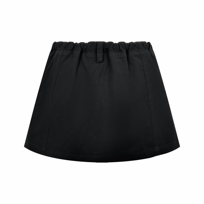 1:1 quality version Nylon Drawstring Elastic Waist Double Cargo Snap Pocket Front Slit  A Line Mini Skirt 29334556