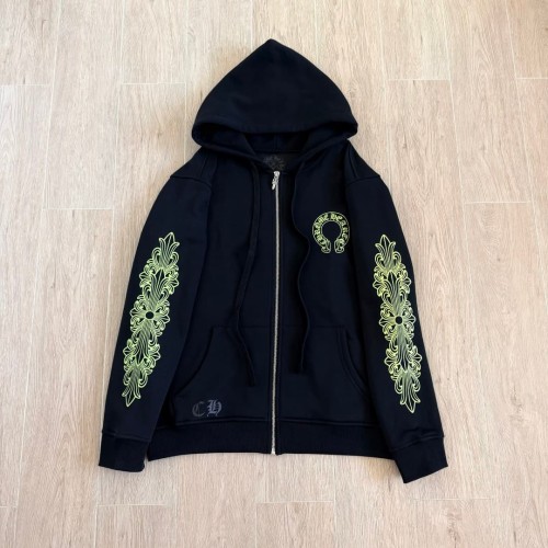 1:1 quality version Fluorescent Green Horseshoe Cross Zip Up Hoodie 29334547