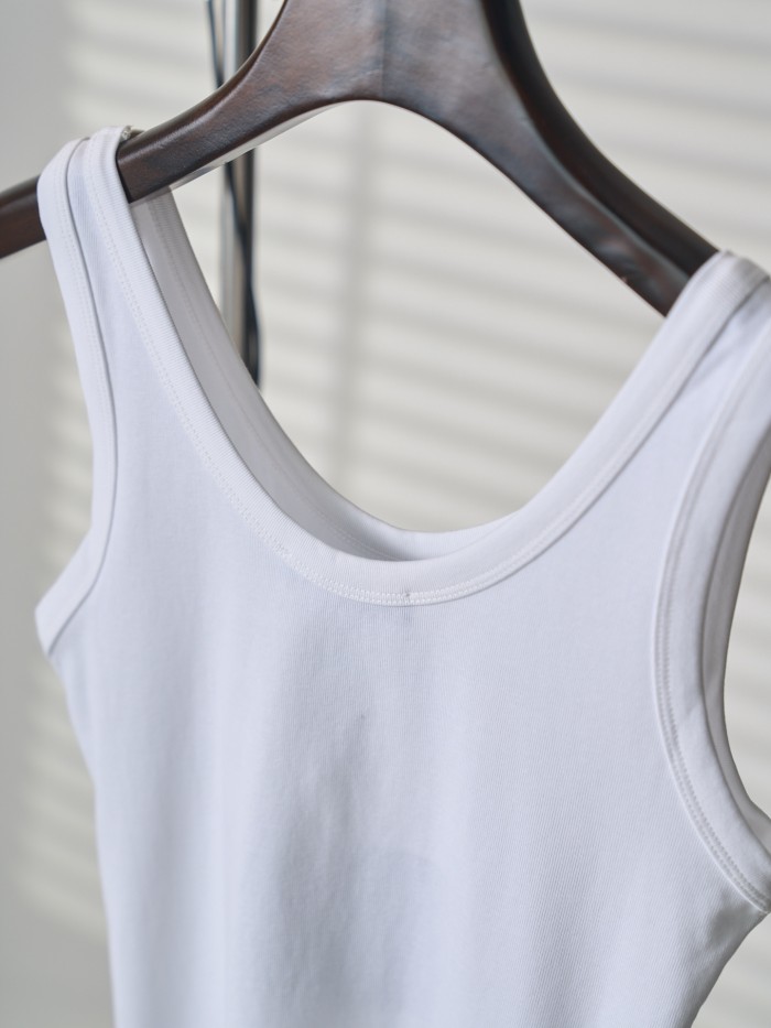 1:1 quality versionU Neck Wide Strap Slim Elastic Rib Knit Chest Inverted Triangle Metal Nameplate Tank Top 2 colors 29334268