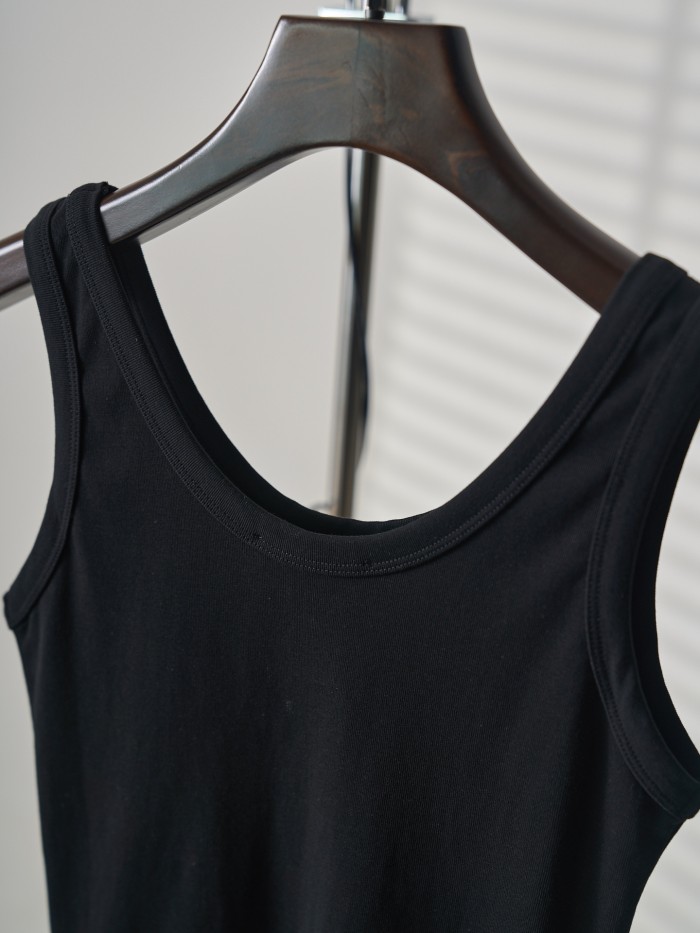 1:1 quality versionU Neck Wide Strap Slim Elastic Rib Knit Chest Inverted Triangle Metal Nameplate Tank Top 2 colors 29334268