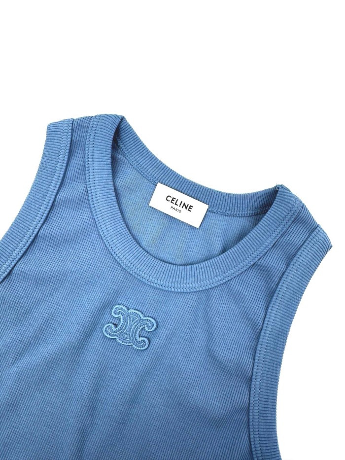 1:1 quality version Front Tone On Tone Triomphe Embossed Logo Tank Narrow Strap Vertical Rib Tank Top 3 colors 29334494