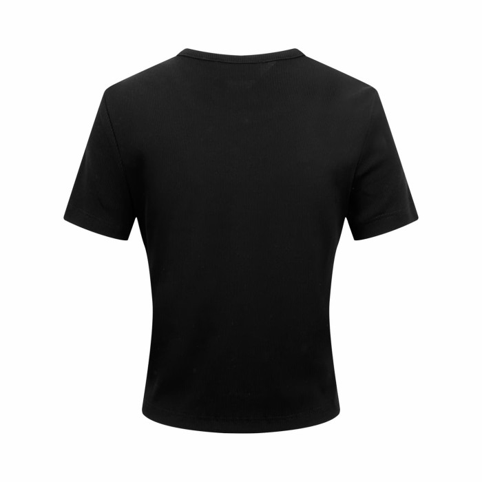 1:1 quality version Chest Roma Slogan Mini Logo Ribbed Cropped Solid Shoulder Fit Slim T-shirt 2 colors 29334513
