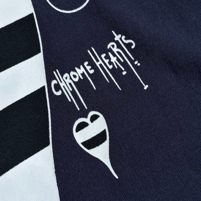 1:1 quality version Sanskrit Cross Graffiti Heart Navy Print Tee & Shorts Set 29334504