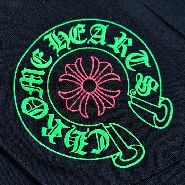 1:1 quality version Back Fluorescent Green Horseshoe STAFF Fluorescent Pink Cross Flower Print Long Sleeve Tee 29334509