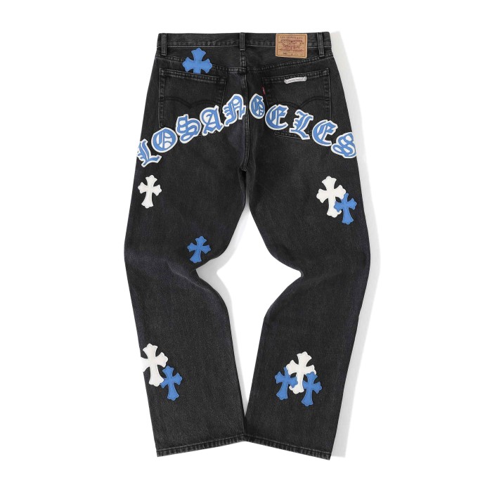 1:1 quality version Los Angeles Limited Blue White Cowhide Jeans 29334605
