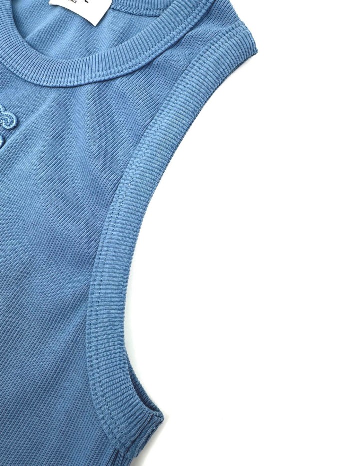 1:1 quality version Front Tone On Tone Triomphe Embossed Logo Tank Narrow Strap Vertical Rib Tank Top 3 colors 29334494