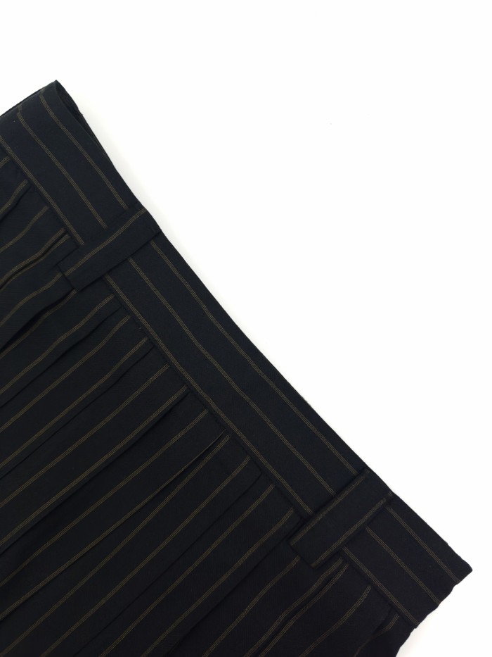1:1 quality version Black Gold Vertical Stripe Built In Safety Liner A Line Slim Mini Skirt 29334304
