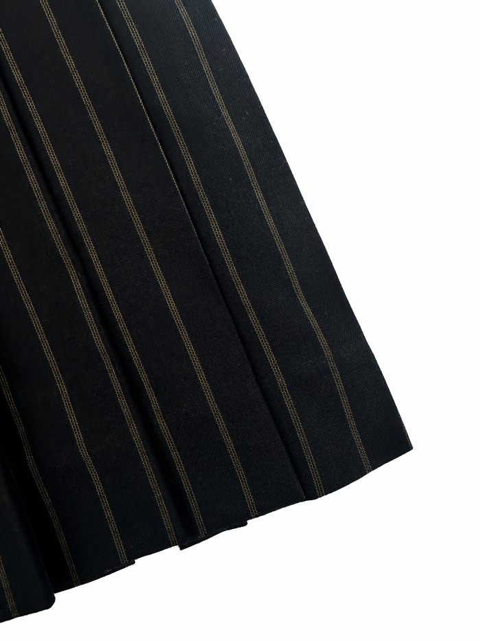 1:1 quality version Black Gold Vertical Stripe Built In Safety Liner A Line Slim Mini Skirt 29334304