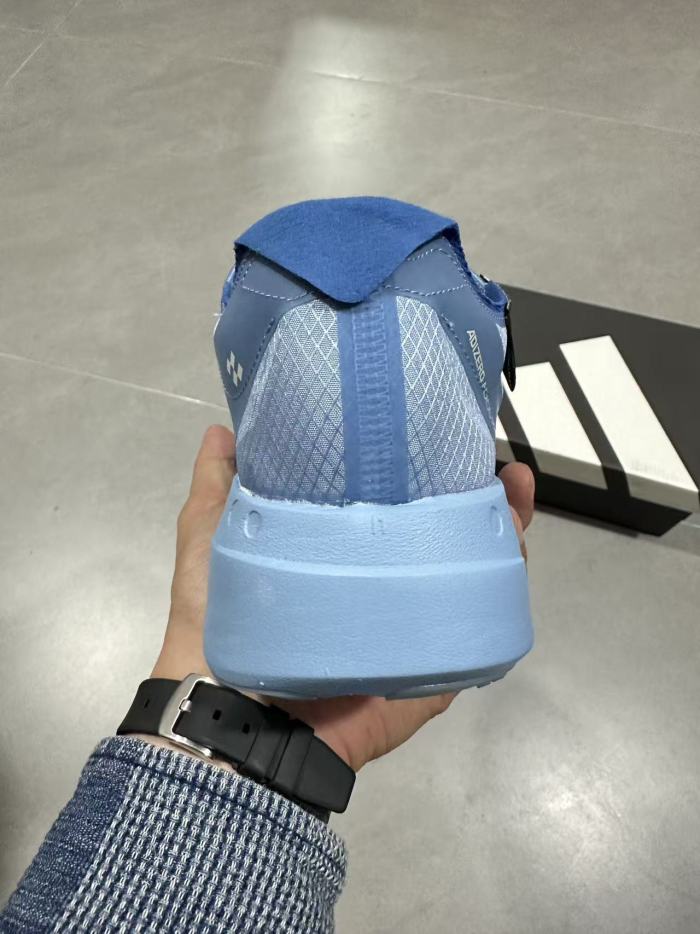 Y-3 Adios Pro 4.0 Lightlock Light Blue Mesh Upper White Distressed Three Stripes Running Sneakers 29336024