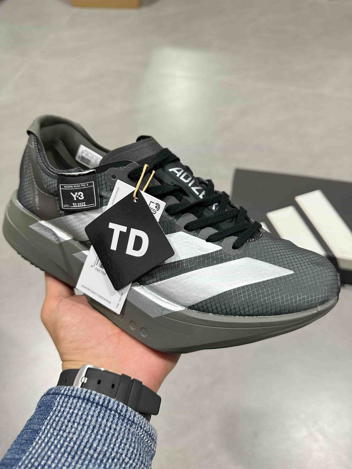 Y-3 Adios Pro 4.0 Lightlock Oversized Silver Stripes Mesh Thick Cushion Marathon Running Sneakers 29336010