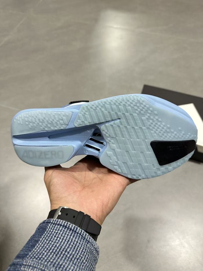 Y-3 Adios Pro 4.0 Lightlock Light Blue Mesh Upper White Distressed Three Stripes Running Sneakers 29336024