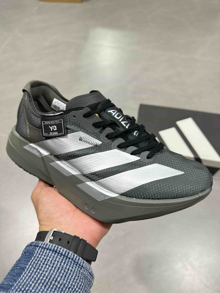 Y-3 Adios Pro 4.0 Lightlock Oversized Silver Stripes Mesh Thick Cushion Marathon Running Sneakers 29336010