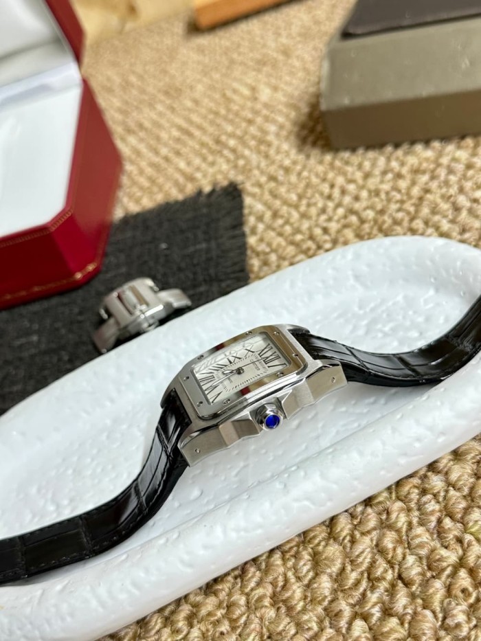 1:1 quality version Santos Series Silver Dial Leather Strap Mechanical Movement Watch【Dial diameter：40mm 】29338199
